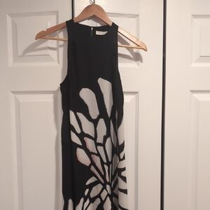 Halston Heritage Black Maxi Dress with White Floral Burst